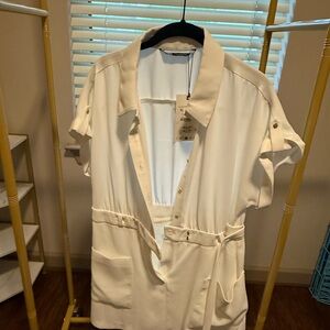 Zara Cream Utility Shirt Dress ( this dress runs very small)